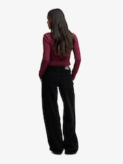 Superdry Black Mid Baggy Mini Cord Trousers - Image 2 of 7
