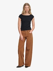 Superdry Tan Brown Mid Baggy Mini Cord Trousers - Image 1 of 8