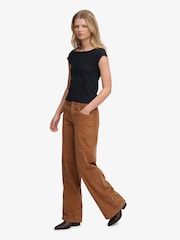 Superdry Tan Brown Mid Baggy Mini Cord Trousers - Image 3 of 8