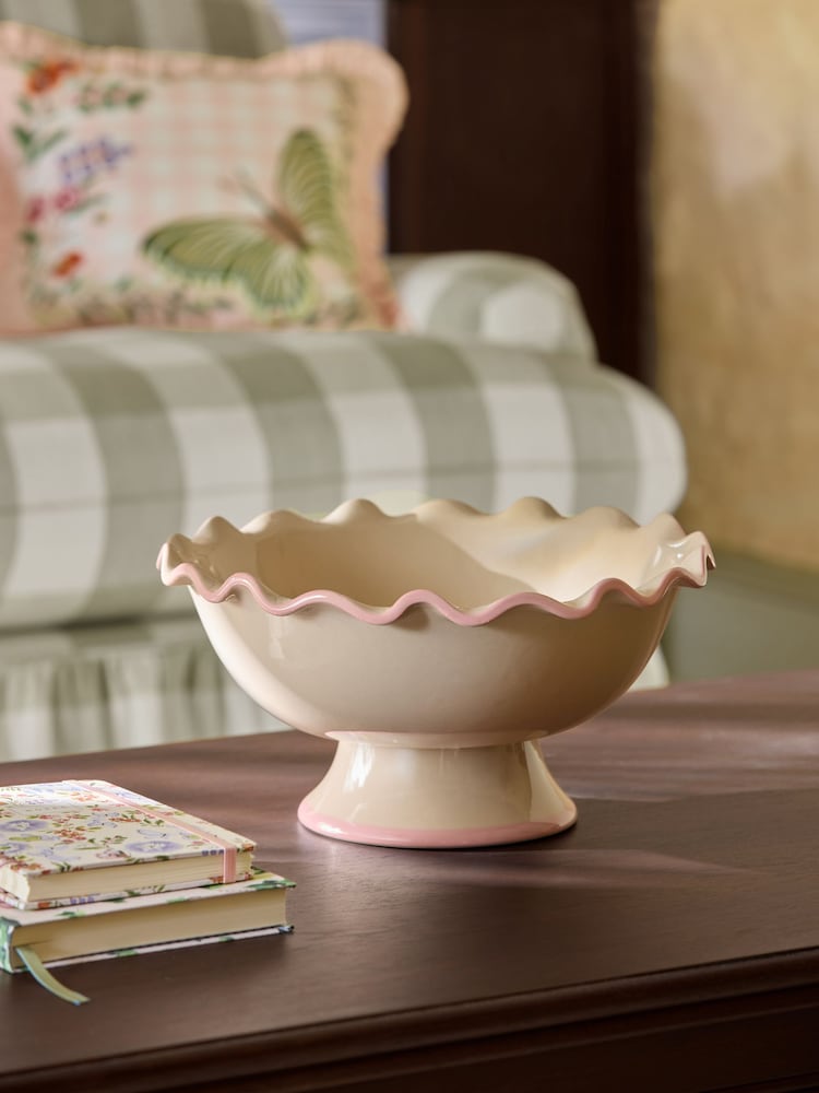 Cath Kidston Pink/Cream Footed Bowl - Image 2 of 5 Cath Kidston Pink/Cream Footed Bowl - Image 2 of 5