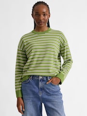 Albaray Grüner Streifen-Baumwollpullover - Bild 1 von 4