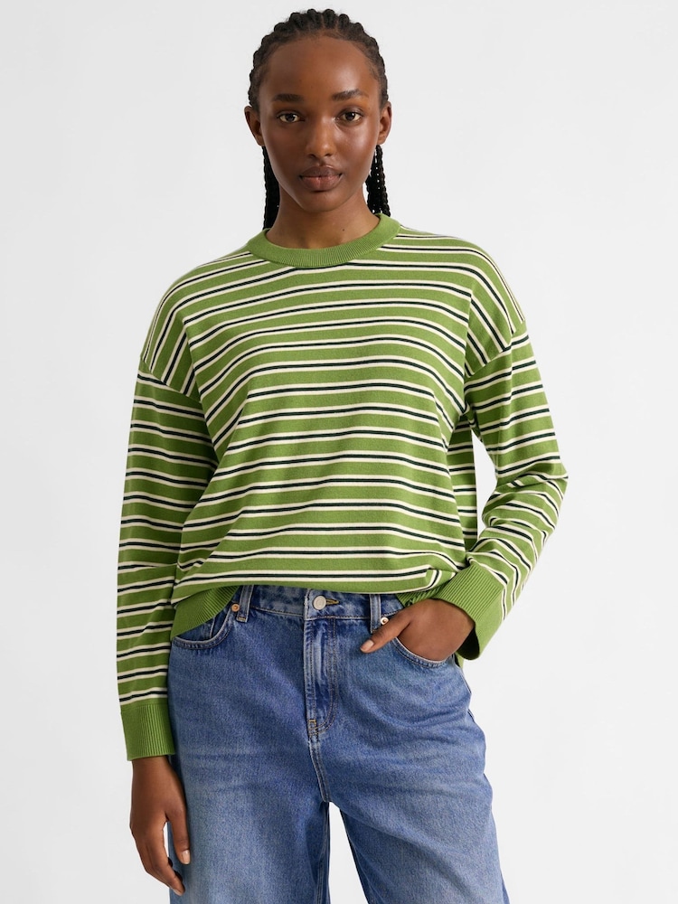 Albaray Grüner Streifen-Baumwollpullover - Bild 1 von 4