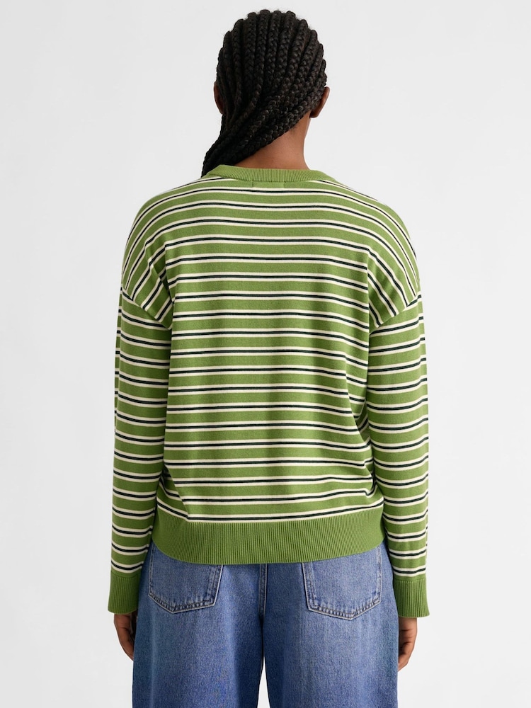 Albaray Grüner Streifen-Baumwollpullover - Bild 2 von 4