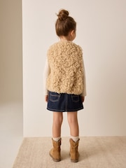 Neutral Curly Faux Fur Gilet (3-16yrs) - Image 3 of 4