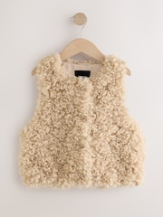 Neutral Curly Faux Fur Gilet (3-16yrs) - Image 5 of 9