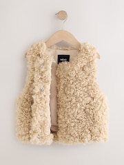 Neutral Curly Faux Fur Gilet (3-16yrs) - Image 6 of 9
