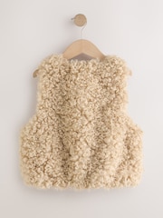 Neutral Curly Faux Fur Gilet (3-16yrs) - Image 7 of 9