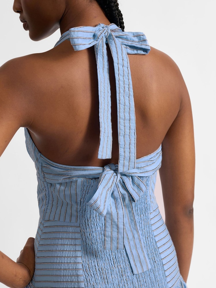 blue stripe halter dress Shop Vivienne Halter Dress (Tropic Blue Stripe)