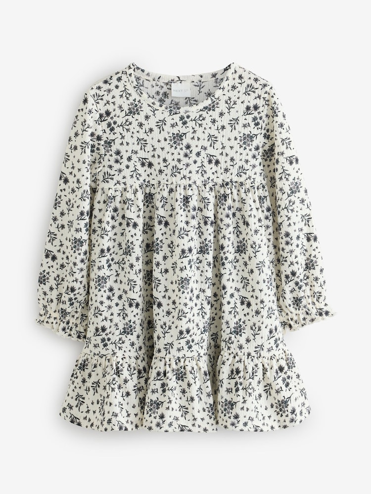 Black/White Mono Floral Jersey Dress - Image 1 of 1