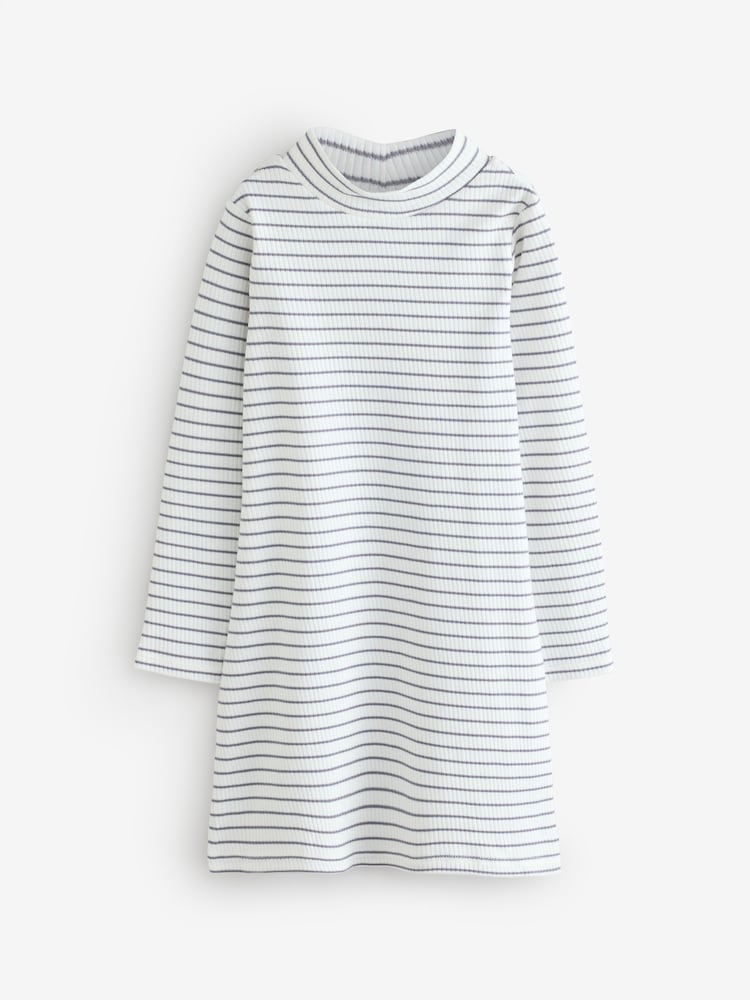 Grey/White Ribbed Stripe Dress - Image 1 of 1