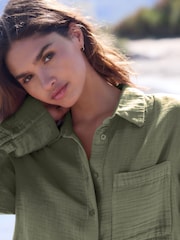 Khakigrün - Long Sleeve Doublecloth Shirt - Bild 4 von 8