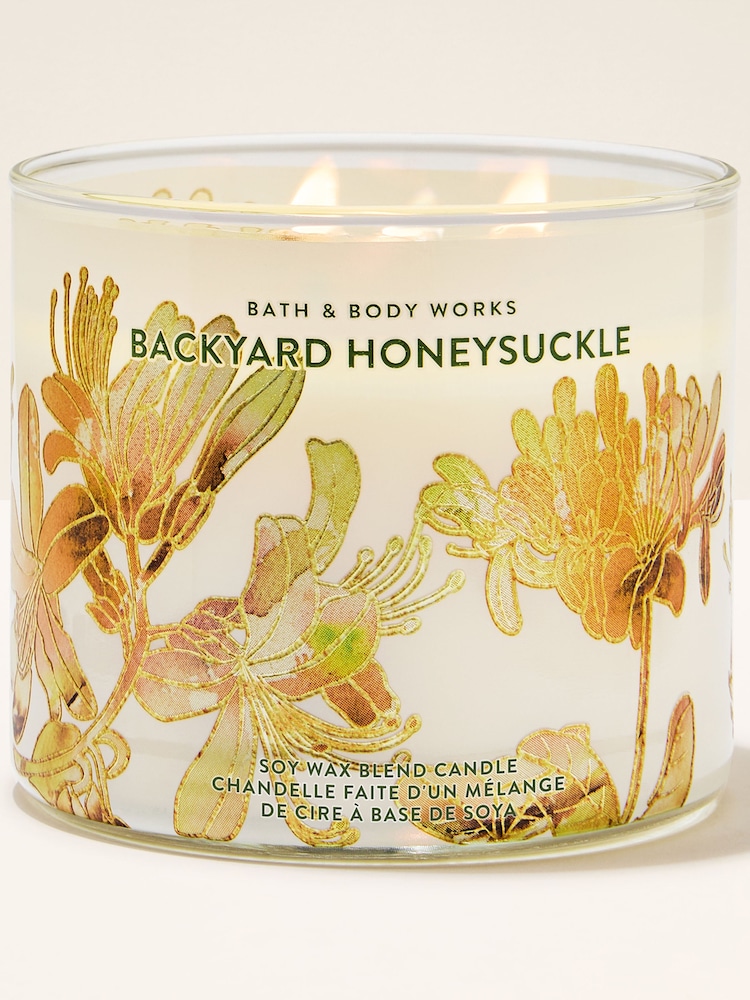 Bath & Body Works Backyard Honeysuckle 3 Wick Candle 411g - Image 1 of 3