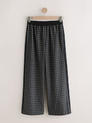 Black/Grey Gingham Contrast Waistband Wide Leg Trousers - Image 6 of 8