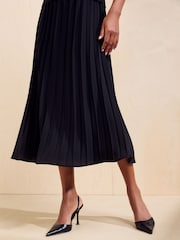 Friends Like These Black Chiffon Mix Knitted Midi Dress - Image 5 of 6