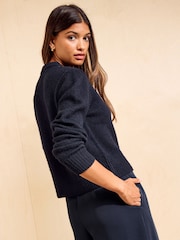 Friends Like These Navy Statement Button Cardigan - Image 4 of 5
