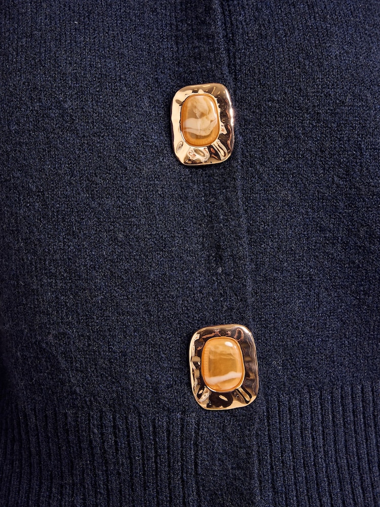 Friends Like These Navy Statement Button Cardigan - Image 5 of 5