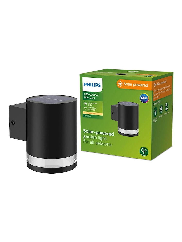 Philips Black LED Fyce Outdoor Solar Wall Light - Image 6 of 6