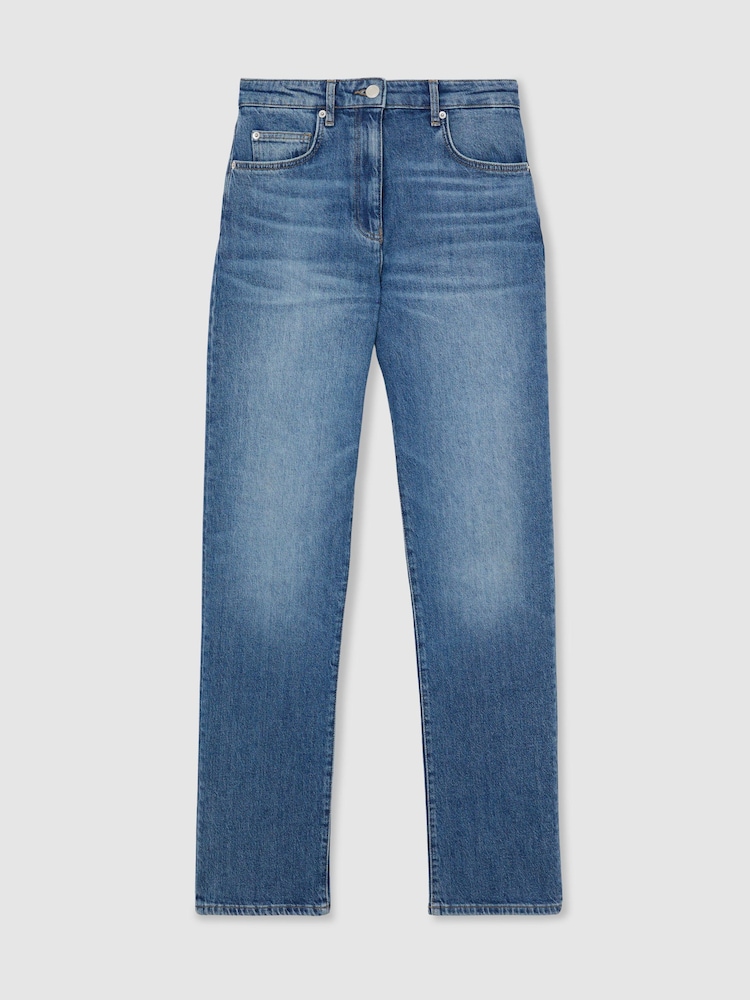 Reiss Mid Blue Aubrey Petite Slim Straight-Leg Jeans - Image 2 of 10