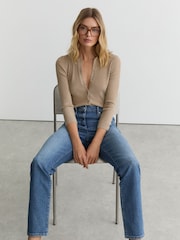 Reiss Mid Blue Aubrey Petite Slim Straight-Leg Jeans - Image 6 of 10