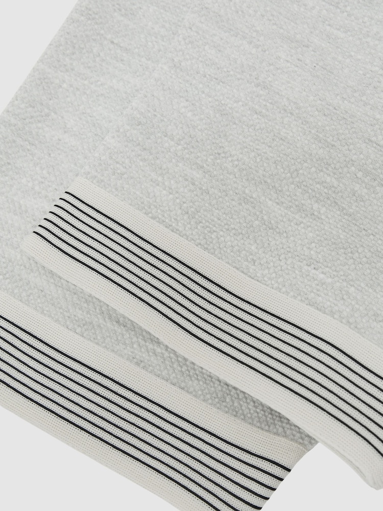 Reiss Grey Melange Aries Textured Tape-Cuff T-Shirt with Cotton - Image 6 of 6