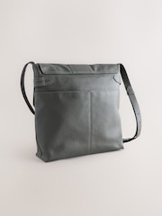 Grey Leather Pocket Messenger Bag - Image 4 of 7