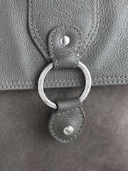 Grey Leather Pocket Messenger Bag - Image 5 of 7
