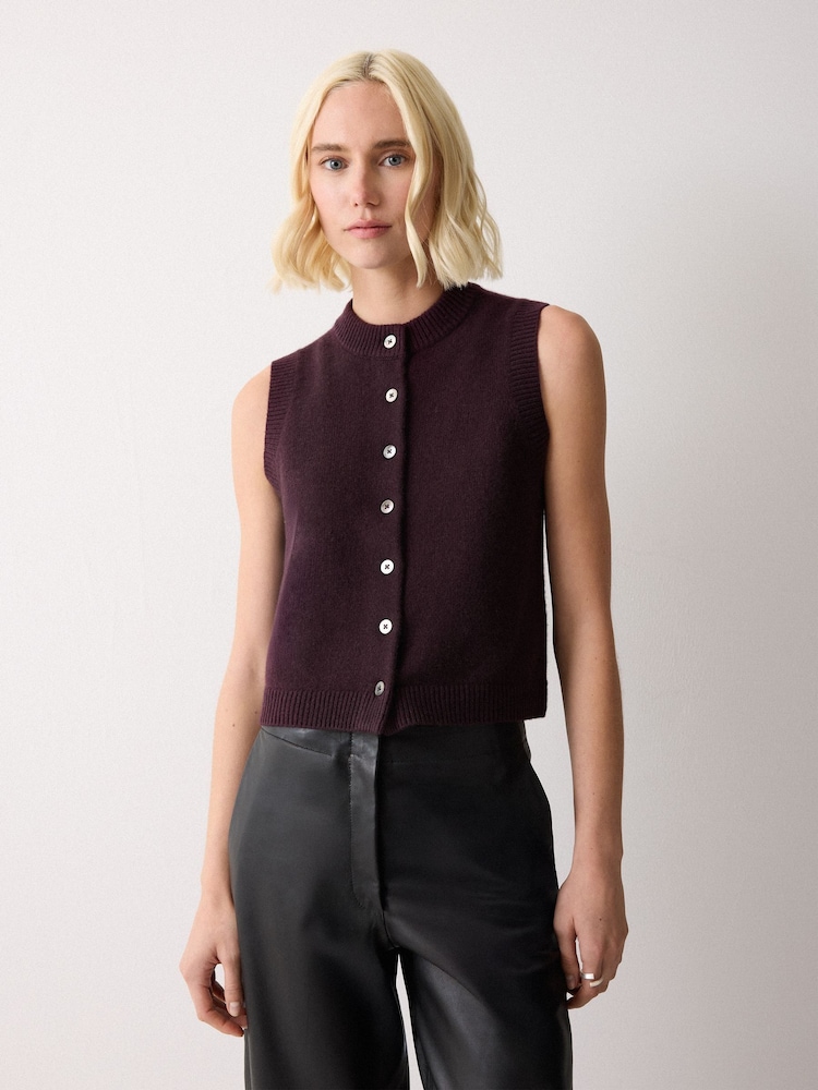 Jigsaw Purple Wool Cashmere Blend Waistcoat - Image 1 of 5