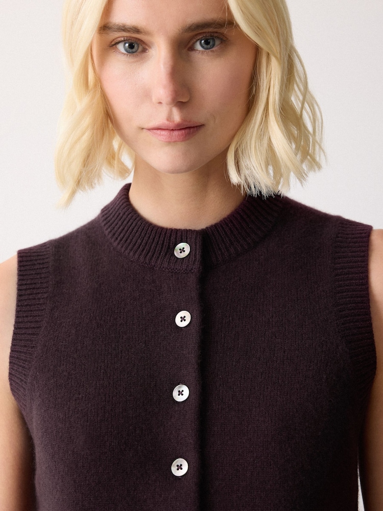 Jigsaw Purple Wool Cashmere Blend Waistcoat - Image 2 of 5