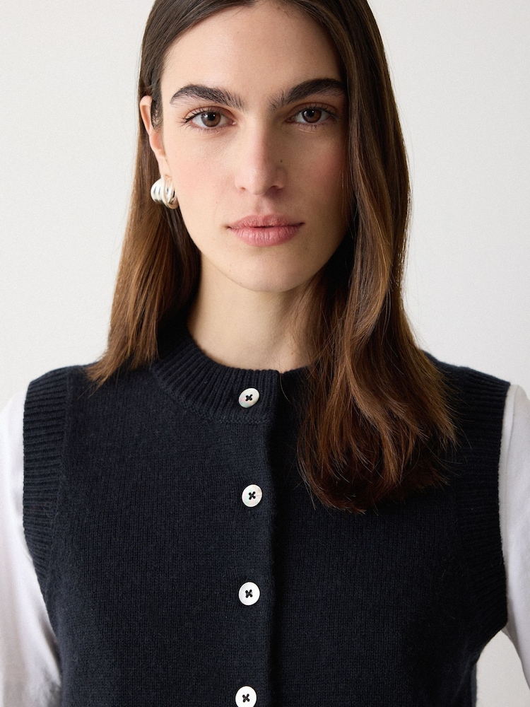 Jigsaw Blue Wool Cashmere Blend Waistcoat - Image 2 of 5