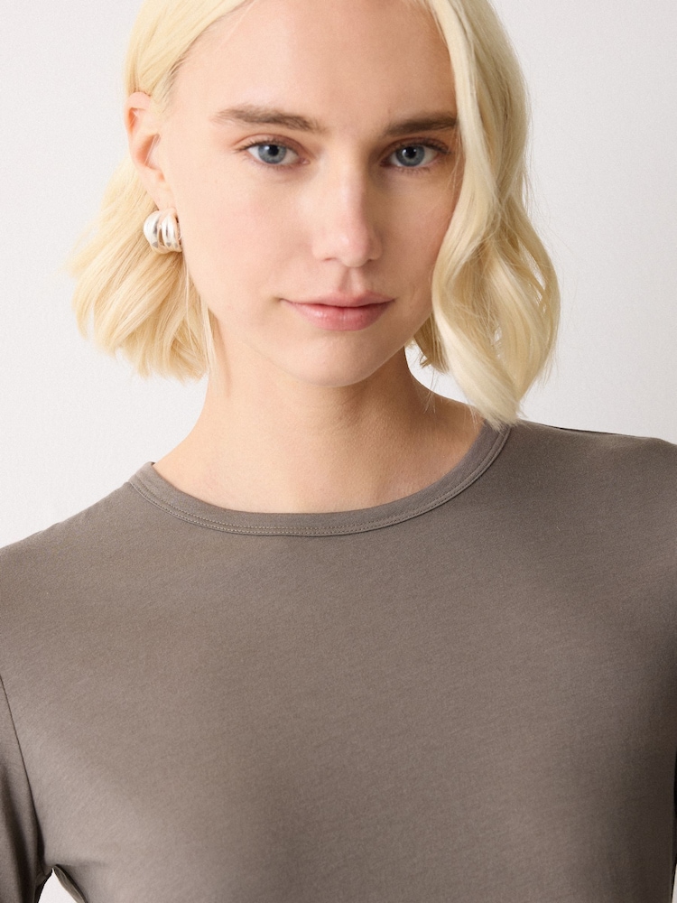 Jigsaw Grey Long Sleeve 100% Cotton Top - Image 2 of 6 Jigsaw Grey Long Sleeve 100% Cotton Top - Image 2 of 6