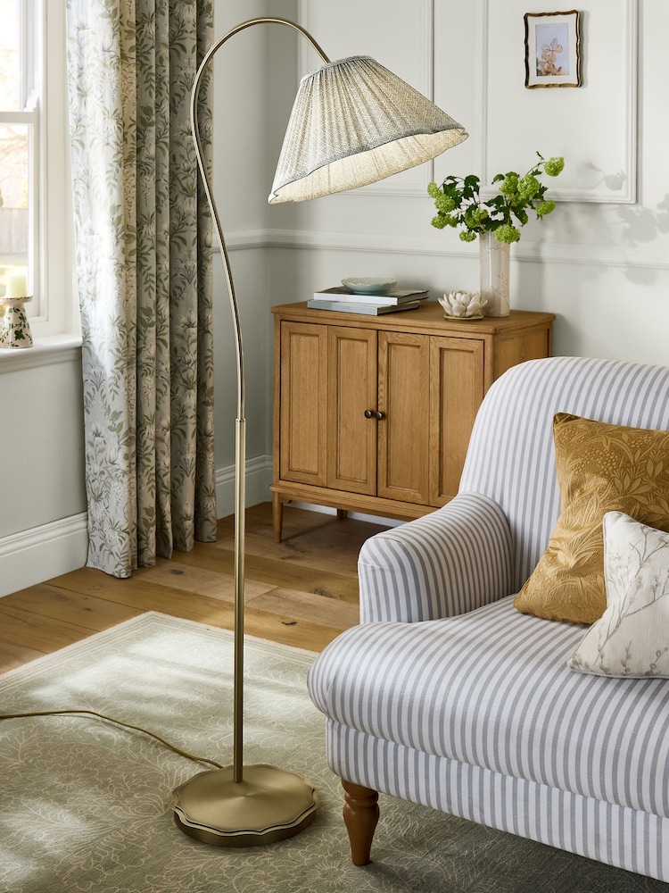 Laura Ashley Brass Willowbrook Pleated Shade Floor Light - Image 1 of 6