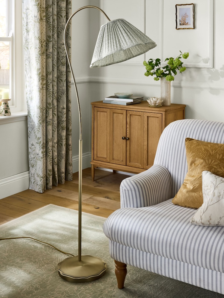 Laura Ashley Brass Willowbrook Pleated Shade Floor Light - Image 2 of 6