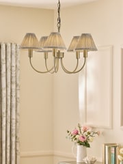 Laura Ashley Brass Willowbrook Pleated Shade Pendant Ceiling Light - Image 1 of 6