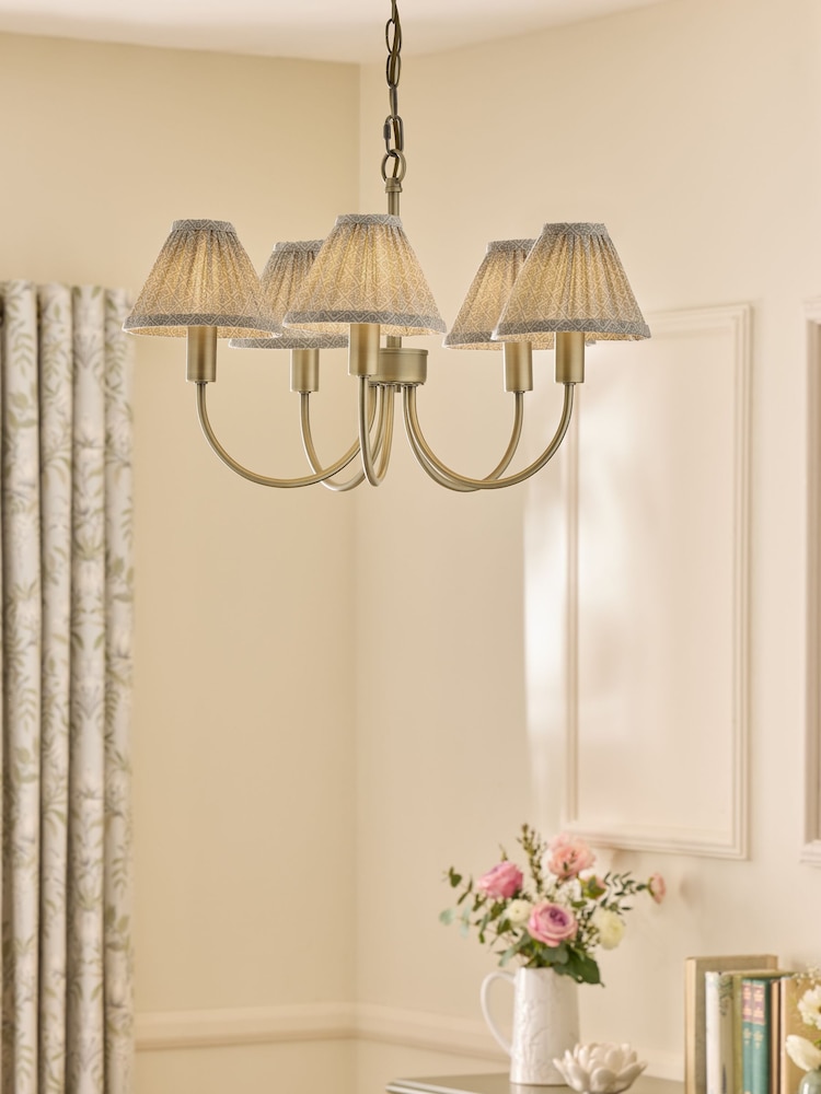Laura Ashley Brass Willowbrook Pleated Shade Pendant Ceiling Light - Image 1 of 6 Laura Ashley Brass Willowbrook Pleated Shade Pendant Ceiling Light - Image 1 of 6