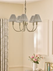 Laura Ashley Brass Willowbrook Pleated Shade Pendant Ceiling Light - Image 2 of 6