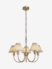 Laura Ashley Brass Willowbrook Pleated Shade Pendant Ceiling Light - Image 5 of 6