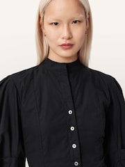 AllSaints Black Maud Lace-Up Shirt - Image 3 of 6