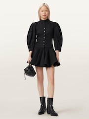 AllSaints Black Maud Lace-Up Shirt - Image 5 of 6
