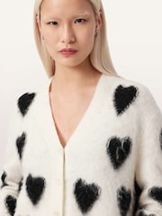 AllSaints White Scatter Heart Cardigan - Image 4 of 7