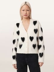 AllSaints White Scatter Heart Cardigan - Image 5 of 7
