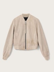 AllSaints Grey Orten Suede Bomber Jacket - Image 7 of 7