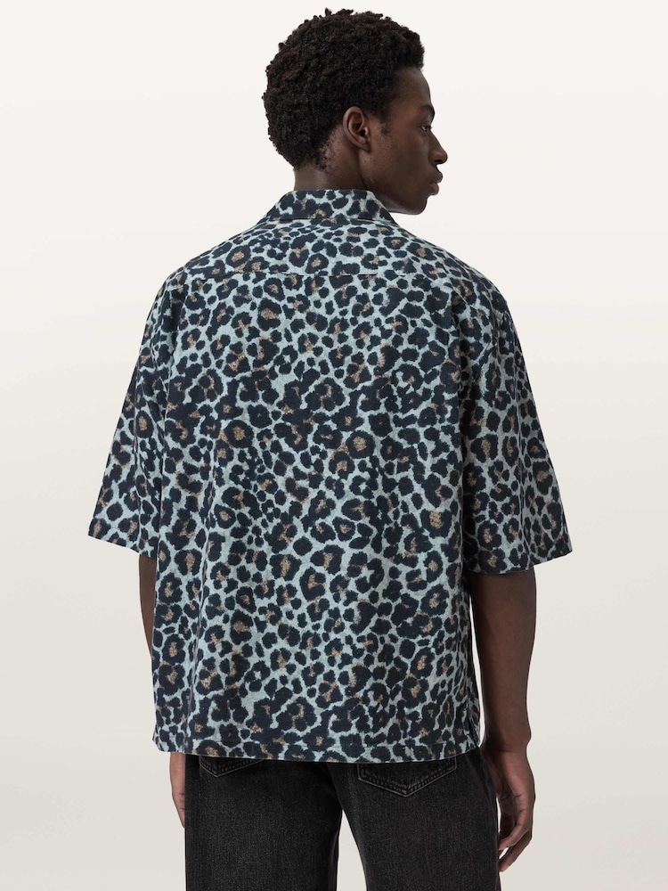 AllSaints Grey Silesia Leo Short Sleeve Shirt - Image 2 of 6 AllSaints Grey Silesia Leo Short Sleeve Shirt - Image 2 of 6