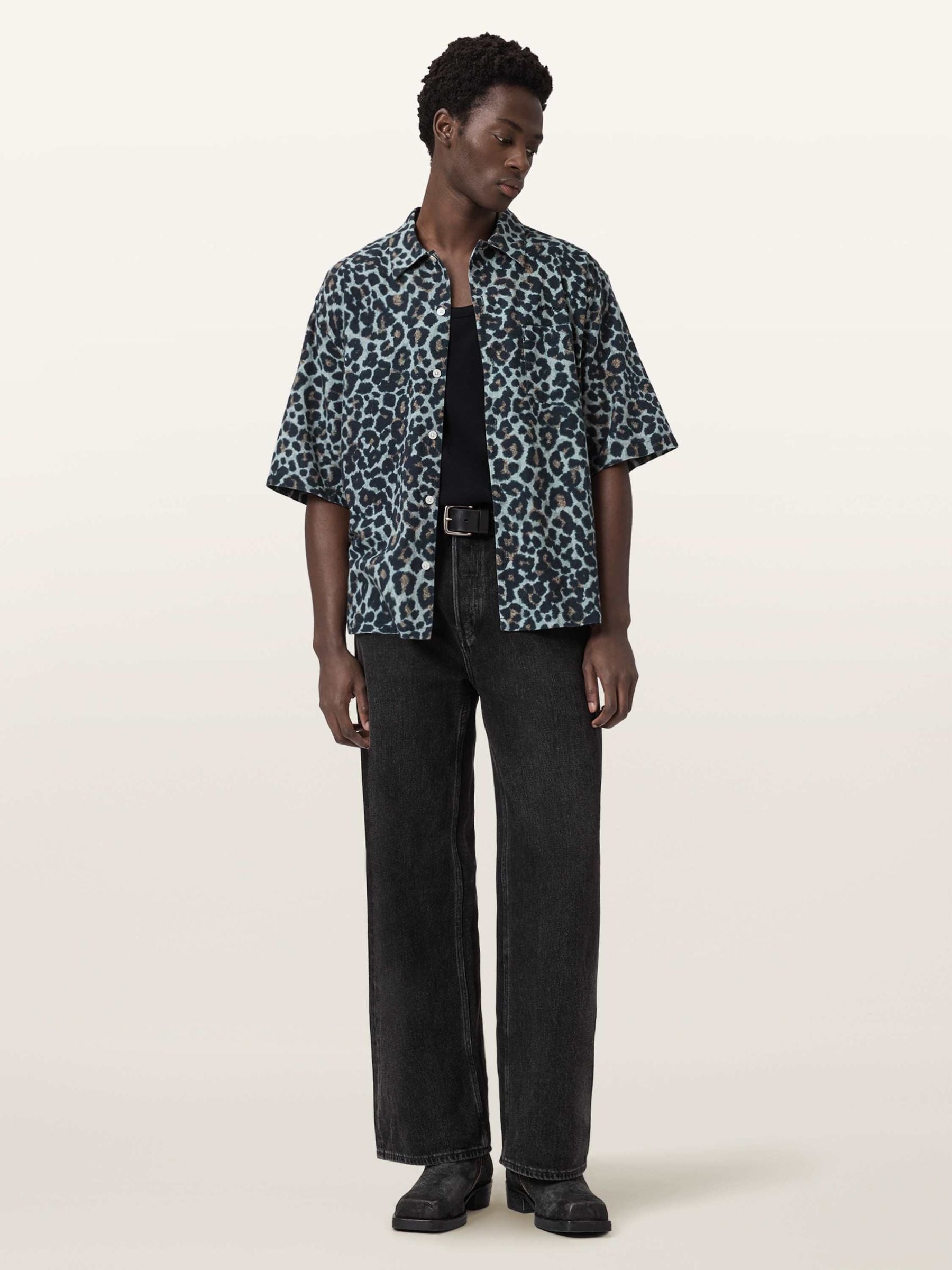 Buy AllSaints Grey Silesia Leo Short Sleeve Shirt from the Next UK