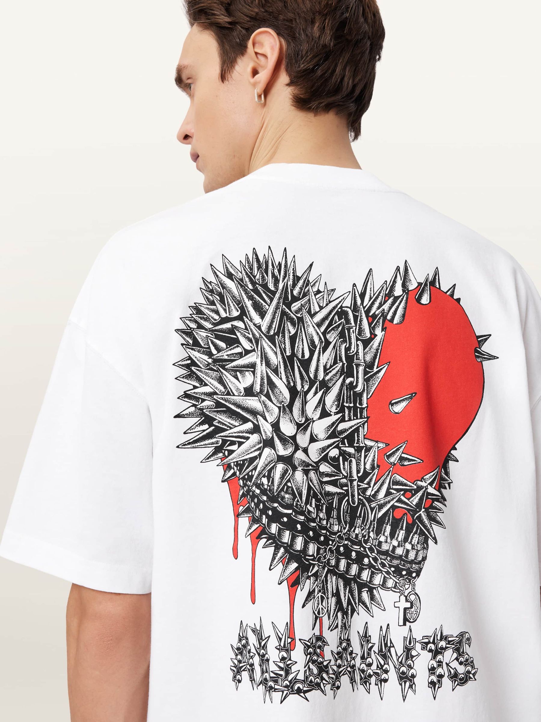 Buy AllSaints White Chaste Short Sleeve Crew Neck T-Shirt from the