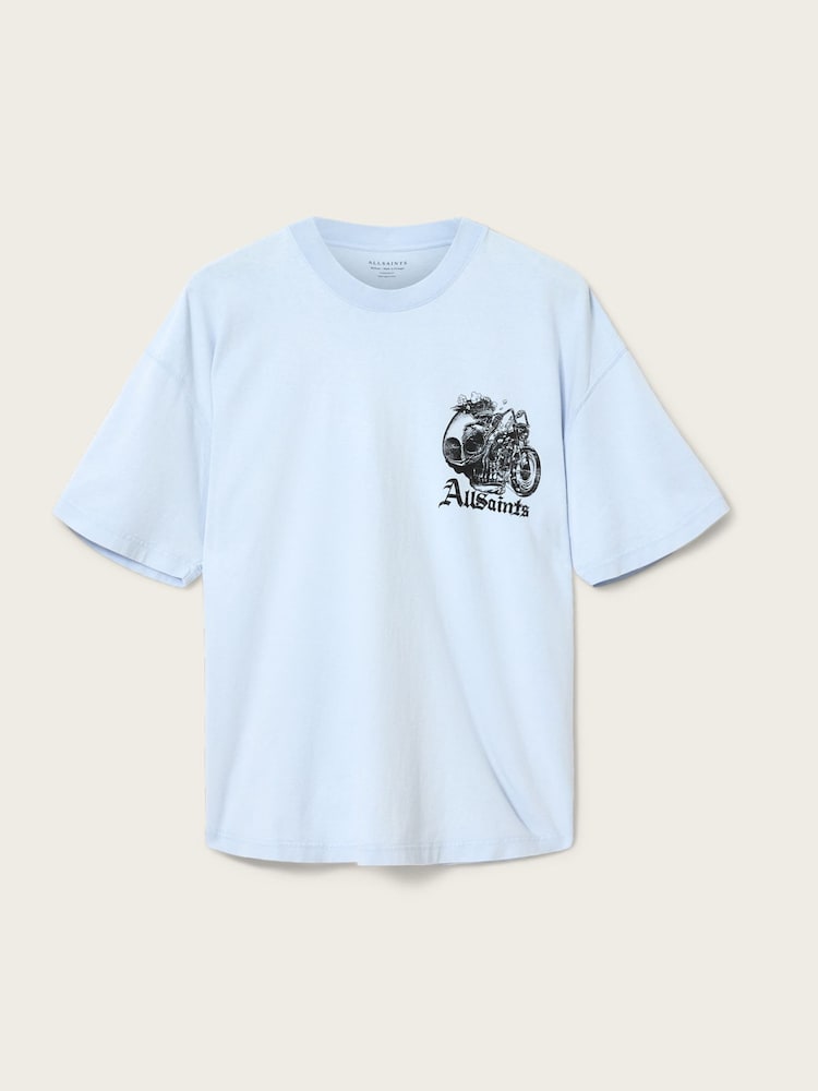 AllSaints Blue Panhead Short Sleeve Crew Neck T-Shirt - Image 10 of 10 AllSaints Blue Panhead Short Sleeve Crew Neck T-Shirt - Image 10 of 10