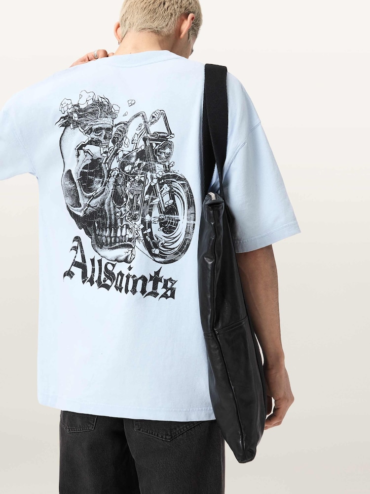 AllSaints Blue Panhead Short Sleeve Crew Neck T-Shirt - Image 2 of 10 AllSaints Blue Panhead Short Sleeve Crew Neck T-Shirt - Image 2 of 10