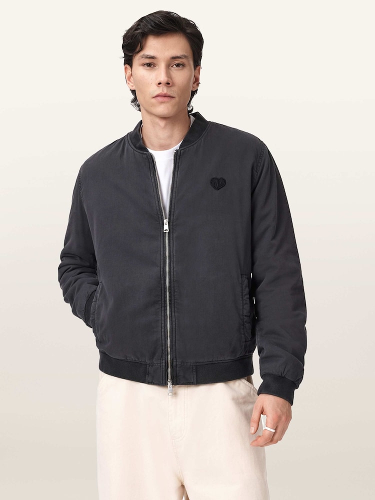 AllSaints Black Forres Bomber Jacket - Image 1 of 8