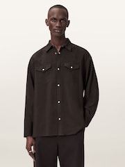 AllSaints Brown Pickett Long Sleeve Shirt - Image 1 of 7