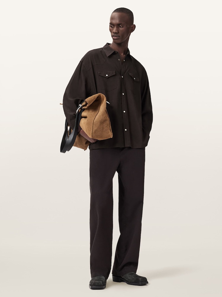 AllSaints Brown Pickett Long Sleeve Shirt - Image 2 of 7