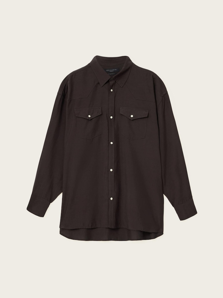 AllSaints Brown Pickett Long Sleeve Shirt - Image 7 of 7